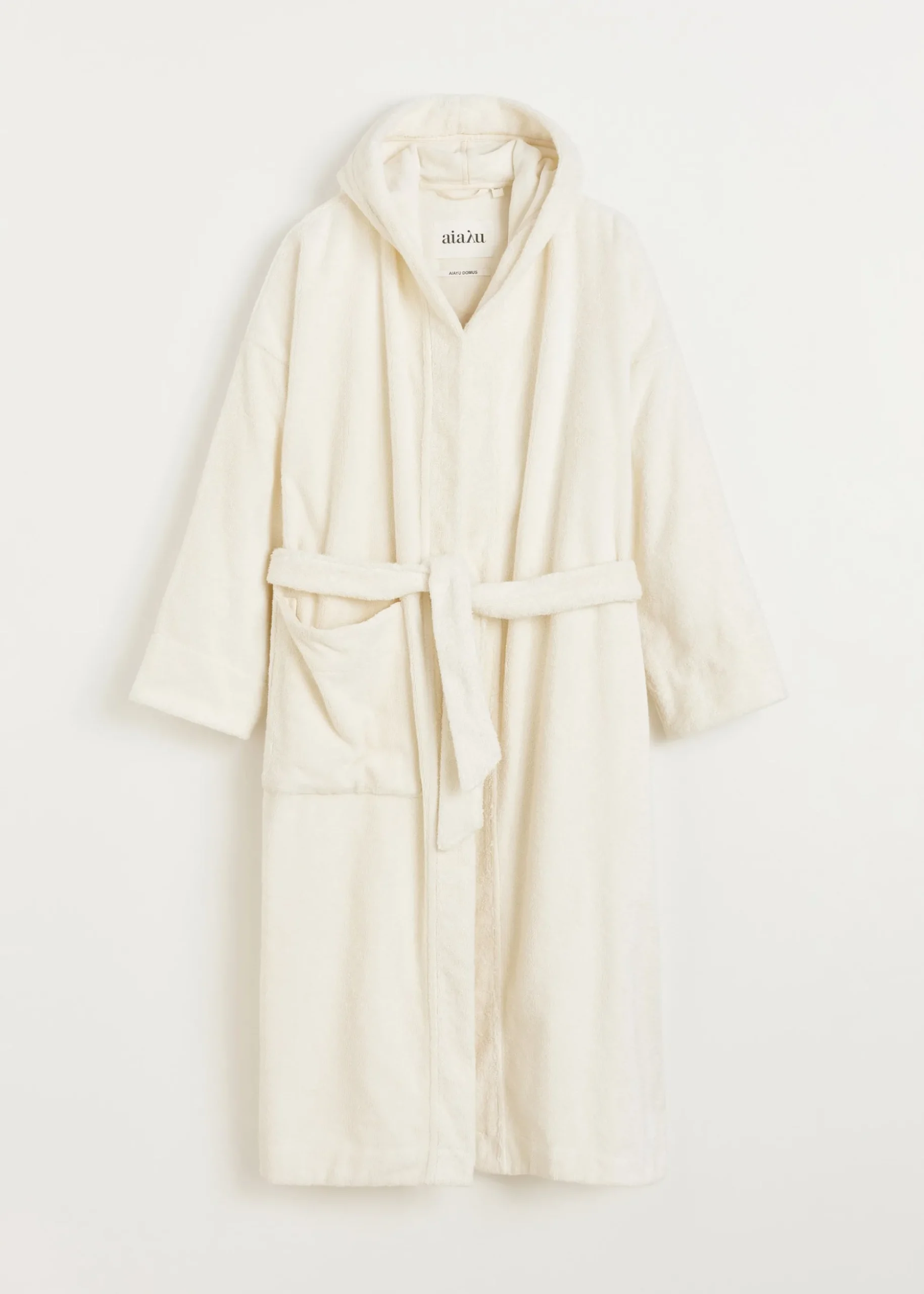 Hooded bathrobe terry
