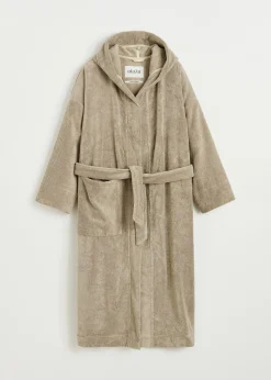 Hooded bathrobe terry