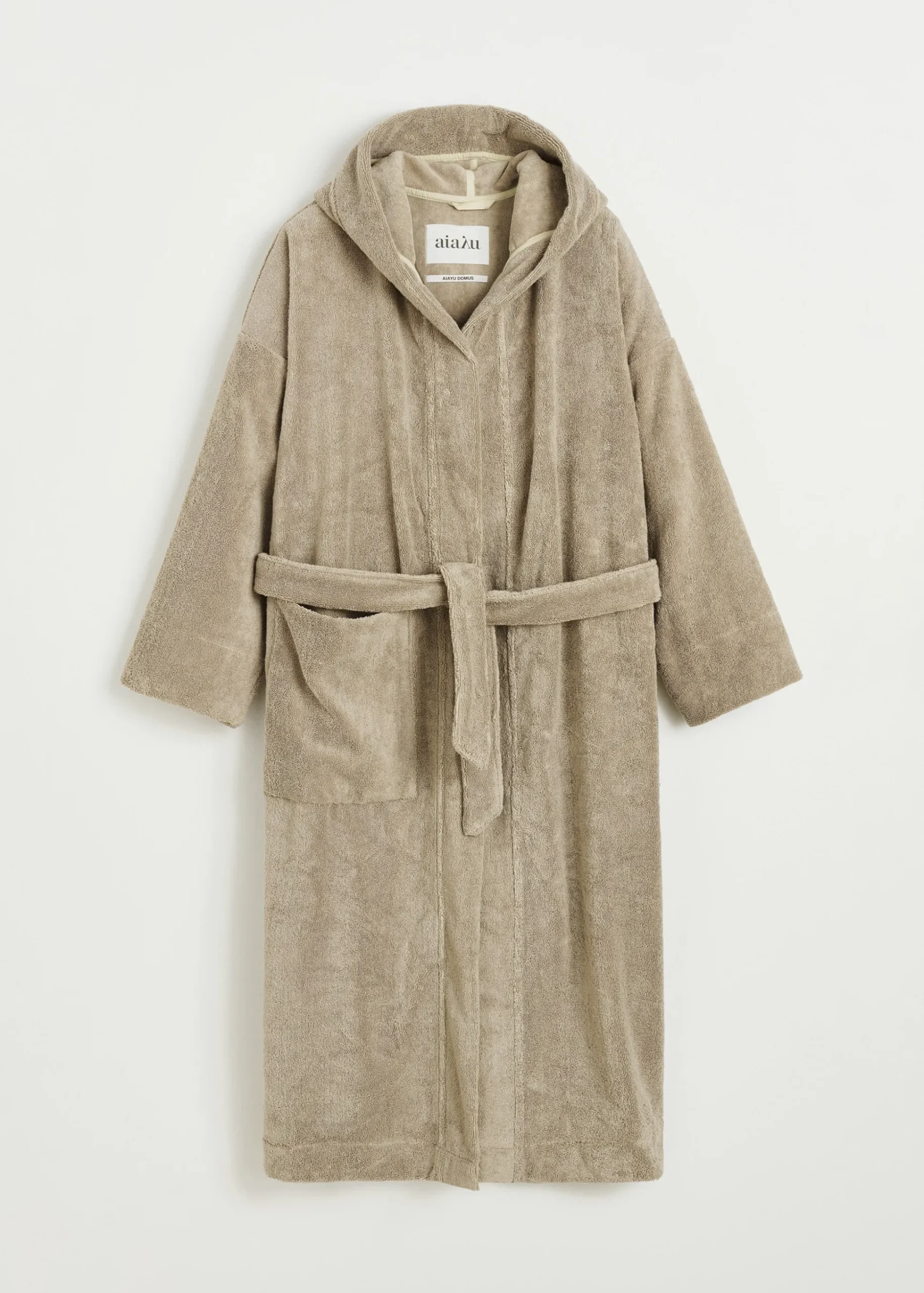 Hooded bathrobe terry