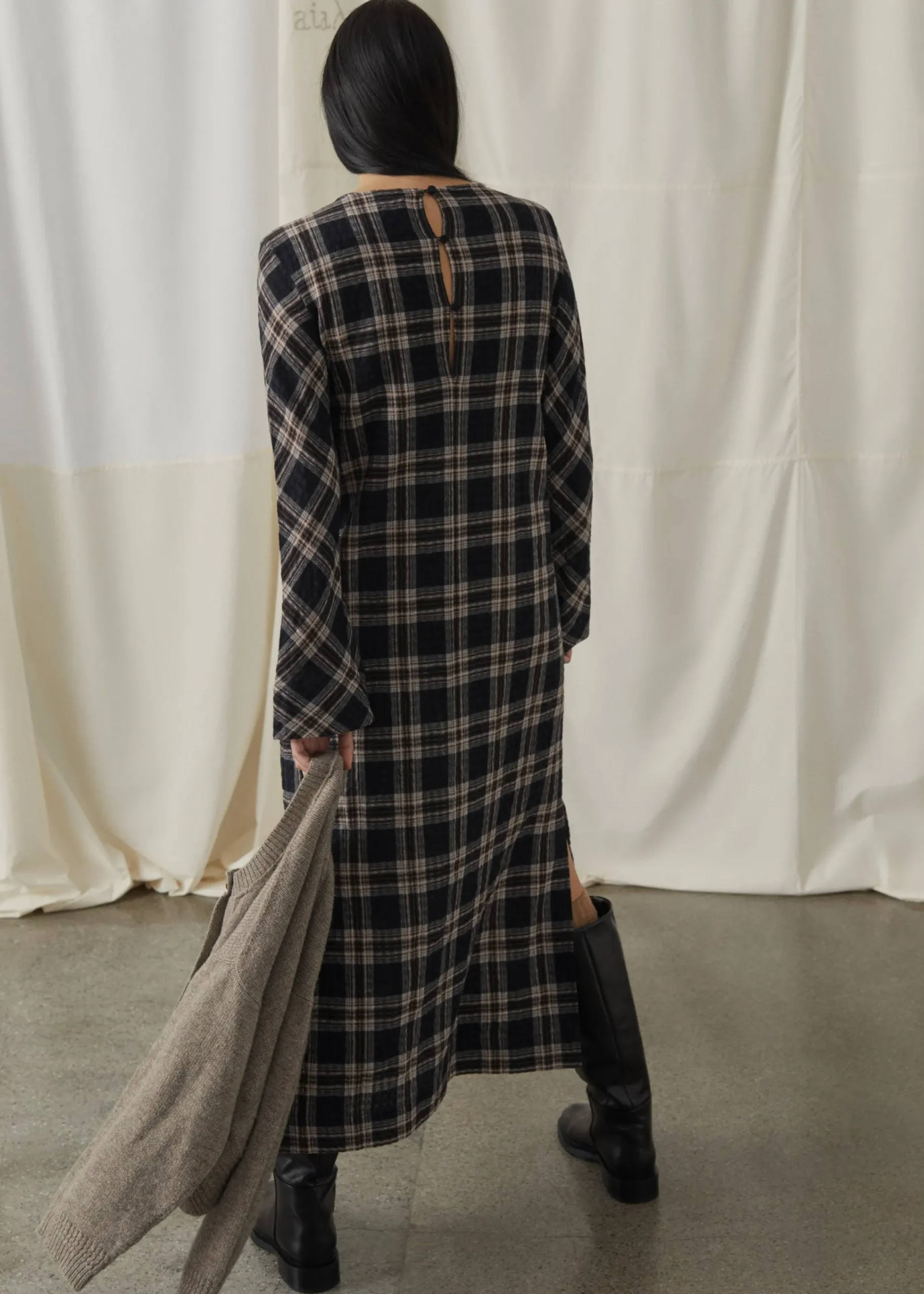 Novia dress checked wool